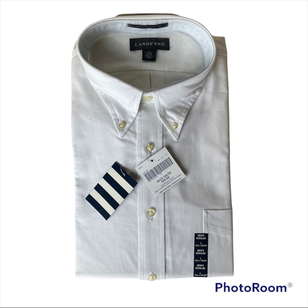 Lands’ End white button down dress shirt.